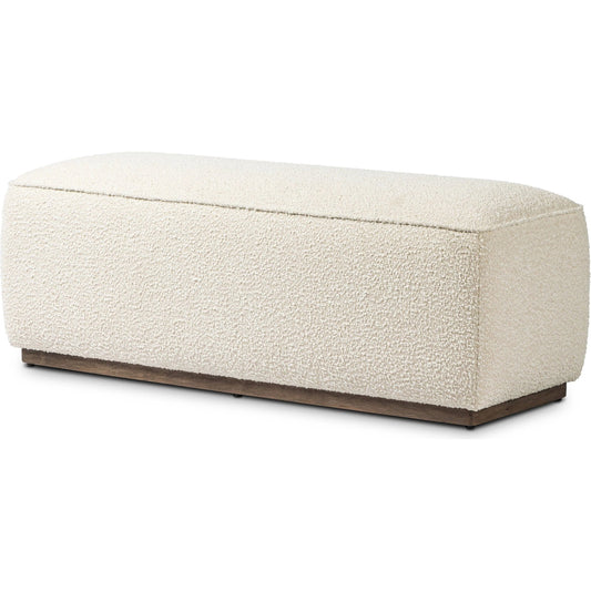 Sinclair Accent Bench by Four Hands in knoll natural, distressed natural. Made from 95% polyester, 5% acrylic, solid parawood in a unique style.