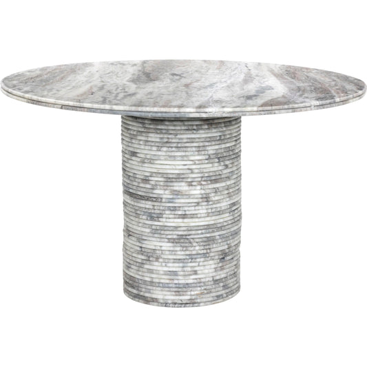 Reeves Dining Table by Four Hands in river grey marble. Made from solid marble in a unique style.