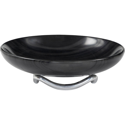 Romeda Bowl by Four Hands in polished aluminum, black marble. Made from aluminum, solid marble in a unique style.
