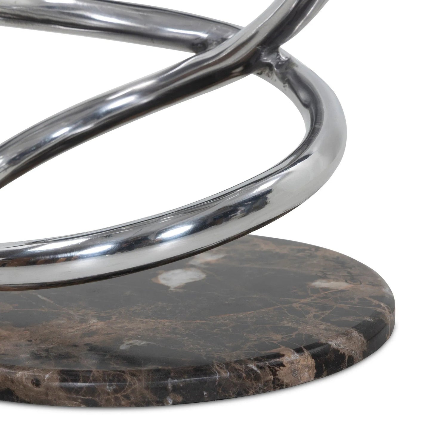003 SI-2628486 | Closeup | Volans Sculpture by Four Hands in polished aluminum, cocoa marble. Made from aluminum, solid marble in a unique style.