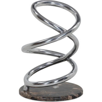 Volans Sculpture by Four Hands in polished aluminum, cocoa marble. Made from aluminum, solid marble in a unique style.