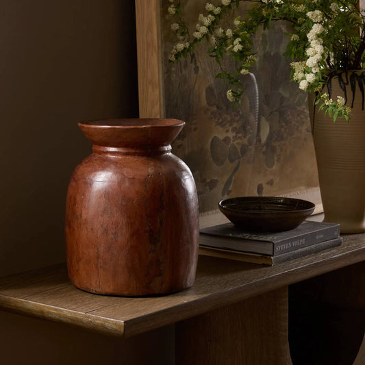 Malbi Wood Vessel by Four Hands in brown reclaimed. Made from solid mixed reclaimed wood in a unique style.