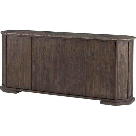 Pavlo Sideboard by Four Hands in dark brown acacia, brown marble. Made from solid acacia, solid marble in a unique style.