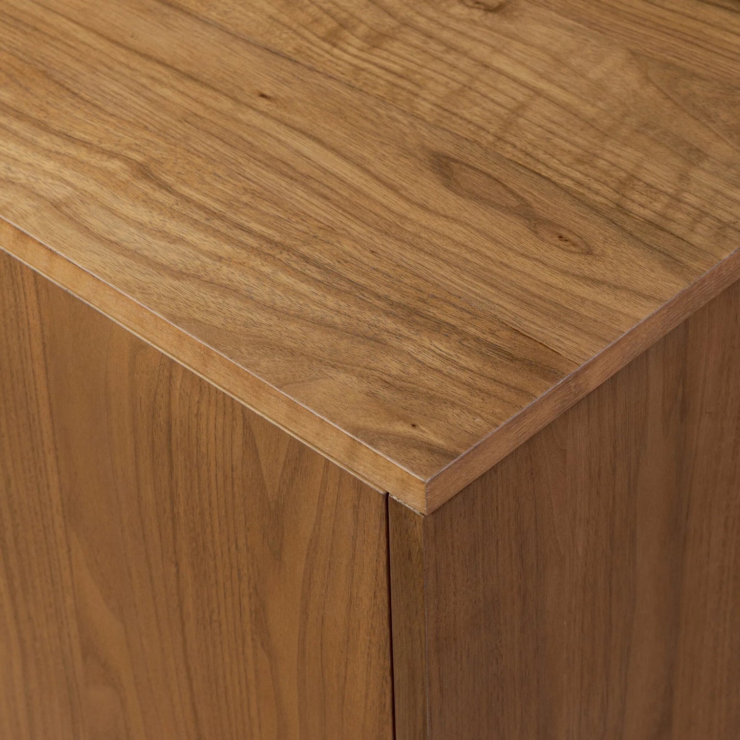 010 SI-2531577 | Closeup | Arturo 4 Door Sideboard by Four Hands in natural walnut, natural walnut veneer. Made from solid walnut, walnut veneer in a transitional style.