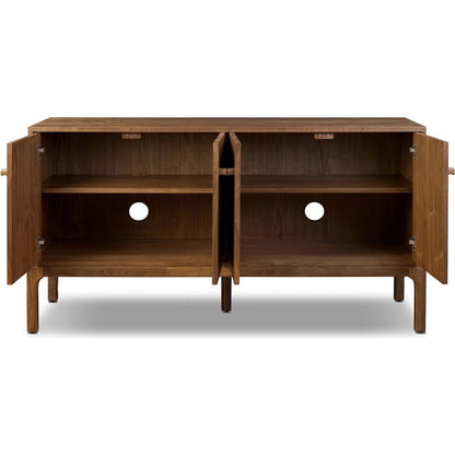 Arturo 4 Door Sideboard by Four Hands in natural walnut, natural walnut veneer. Made from solid walnut, walnut veneer in a transitional style.