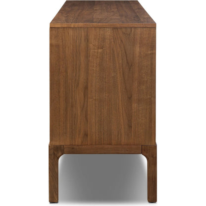 Arturo 4 Door Sideboard by Four Hands in natural walnut, natural walnut veneer. Made from solid walnut, walnut veneer in a transitional style.