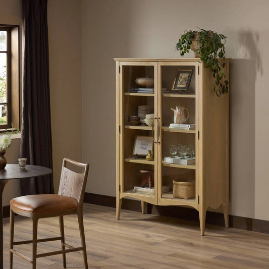 Gates Cabinet by Four Hands in light natural oak veneer. Made from thick oak veneer, solid oak in a unique style.