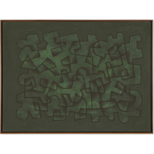 Jade by Benjamin Galvan by Four Hands in walnut floater, fredrix 558 raw canvas. Made from rustic walnut, raw canvas in a unique style.