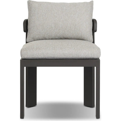 Jackson Outdoor Metal Armless Dining Chair by Four Hands in concha fog, bronze. Made from 100% olefin, aluminum in a unique style.