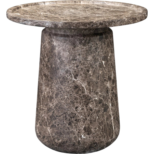 Claire Outdoor End Table by Four Hands in veined brown concrete. Made from solid concrete in a unique style.