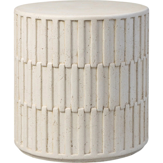 Callisto Outdoor End Table by Four Hands in aged white concrete. Made from solid concrete in a unique style.