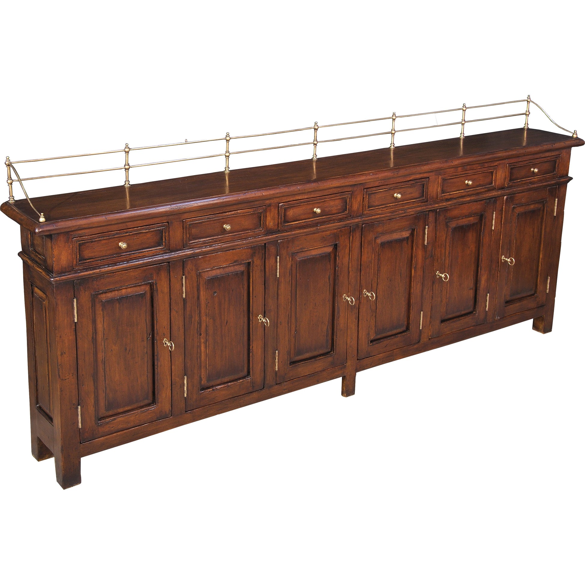 Covent Garden Sideboard by Sarreid Ltd. in brown and faux keyhole escutcheon. Made from solid walnut in a traditional style.