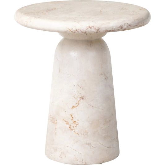 Cornelia Outdoor End Table by Four Hands in natural veined concrete. Made from solid concrete in a unique style.