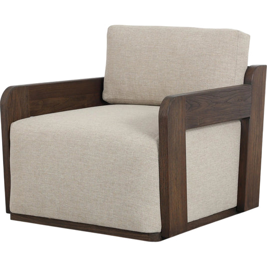 Arwen Outdoor Swivel Chair by Four Hands in alessi buff, stained saddle brown-fsc. Made from 100% polypropylene, solid fsc®-certified teak in a unique style.