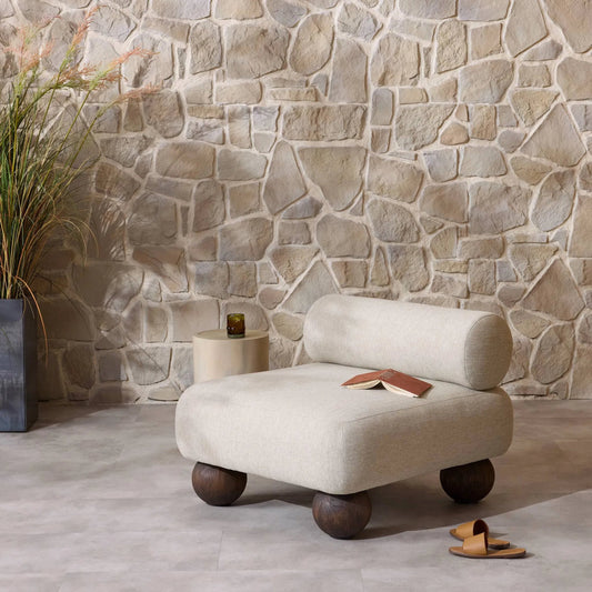 Leilani Outdoor Chair by Four Hands in alessi buff, stained saddle brown. Made from 100% polypropylene, solid teak in a unique style.