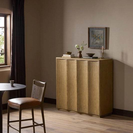 Brookhurst Small Cabinet by Four Hands in drifted oak veneer. Made from oak veneer in a unique style.