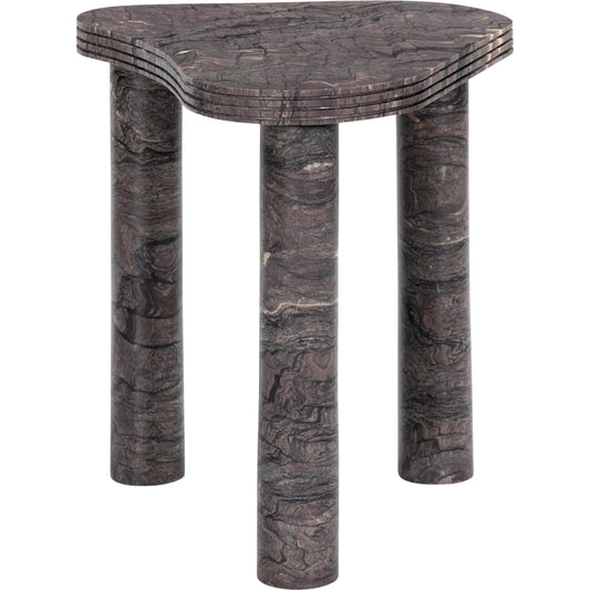 Manoli End Table by Four Hands in smoke plum marble. Made from solid marble in a unique style.