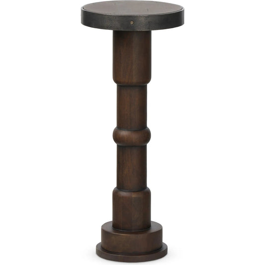 Mizu End Table by Four Hands in aged belgium bleach, dark gunmetal iron. Made from solid mixed reclaimed wood, iron in a unique style.