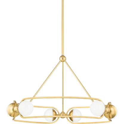 Hartford 6 Light Chandelier by Hudson Valley in aged brass. Made from steel in a modern style.