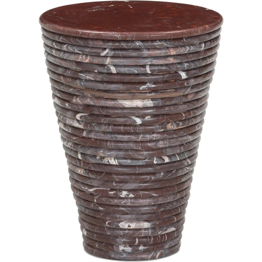 Reeves Large End Table by Four Hands in cordovan marble. Made from solid marble in a unique style.
