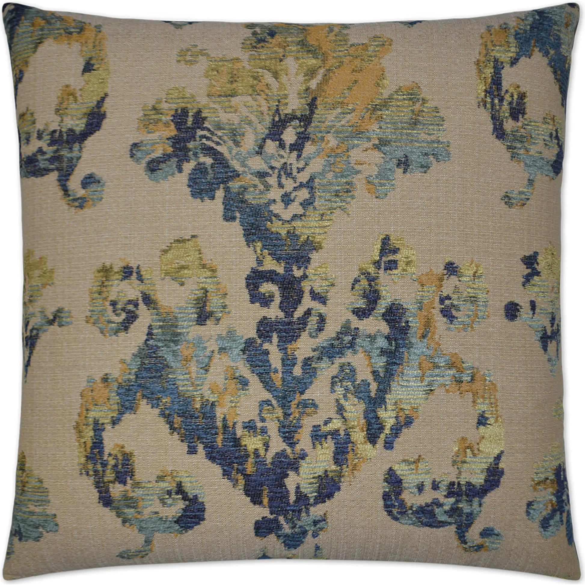 Dyron Pillow by DV Kap Home in brown, blue. Made from 43% polyester, 40% poly chenille, 17% cotton in a traditional style.