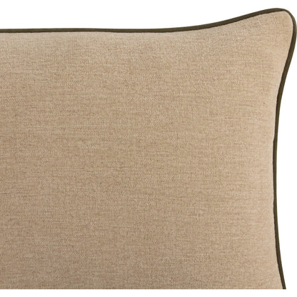 Vienna Pillow by Four Hands in laughlin natural, nubuck olive. Made from 97% polyester, 3% flax, linen, top grain leather in a unique style.