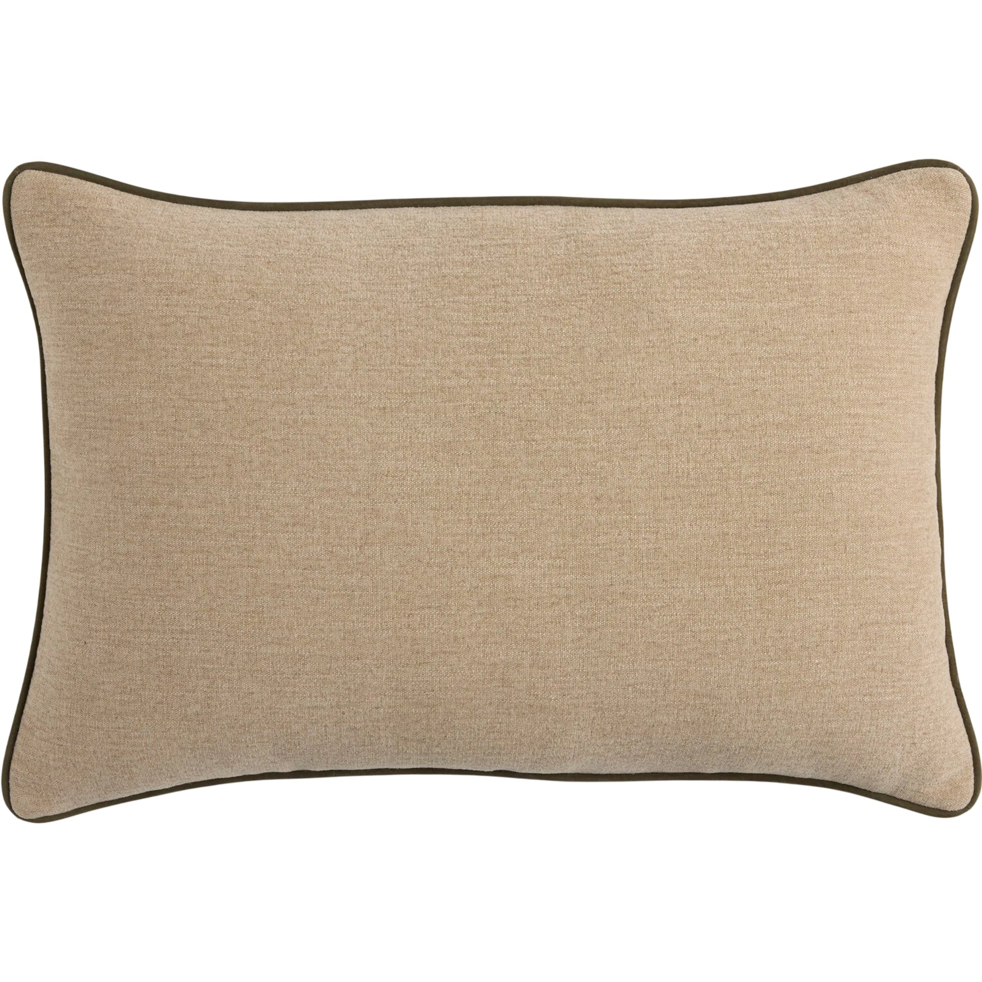 Vienna Pillow by Four Hands in laughlin natural, nubuck olive. Made from 97% polyester, 3% flax, linen, top grain leather in a unique style.