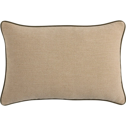 Vienna Pillow by Four Hands in laughlin natural, nubuck olive. Made from 97% polyester, 3% flax, linen, top grain leather in a unique style.