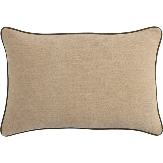 Vienna Pillow by Four Hands in laughlin natural, nubuck olive. Made from 97% polyester, 3% flax, linen, top grain leather in a unique style.
