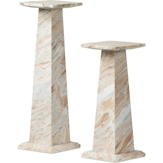 Ellric Pedestal Set by Four Hands. Made from solid marble in a unique style.