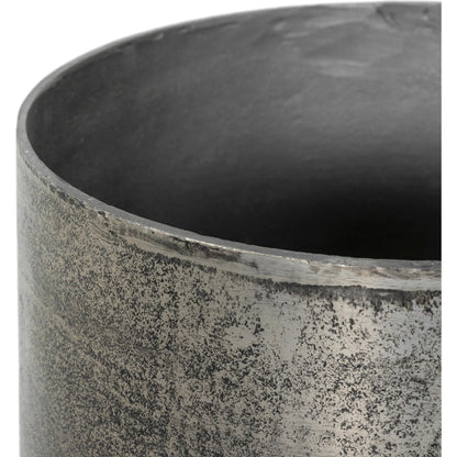 Zavia Metal Planter by Four Hands in raw antique nickel. Made from aluminum in a unique style.