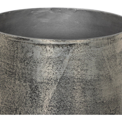Zavia Metal Planter by Four Hands in raw antique nickel. Made from aluminum in a unique style.
