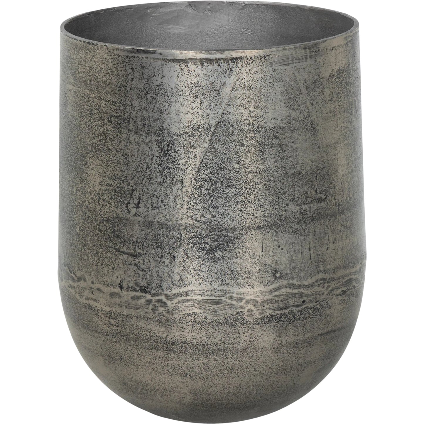 000 SI-2628495 | Primary Silo | Zavia Metal Planter by Four Hands in raw antique nickel. Made from aluminum in a unique style.
