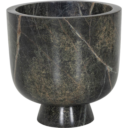 Avenza Planter by Four Hands in textured jade marble. Made from solid marble in a unique style.