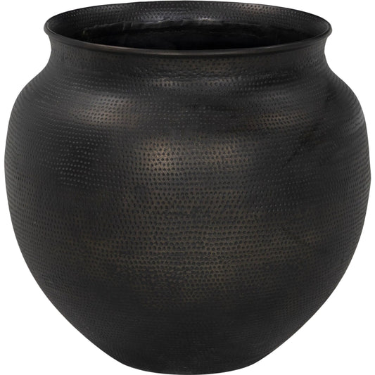 Kavya Planter by Four Hands in hammered antique bronze. Made from aluminum in a unique style.