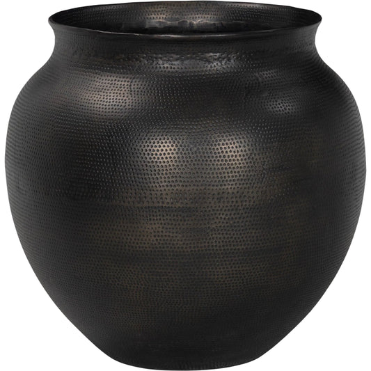 Kavya Planter by Four Hands in hammered antique bronze. Made from aluminum in a unique style.