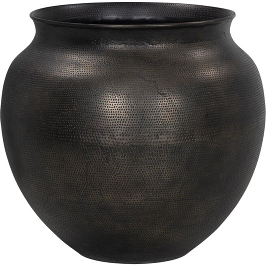 Kavya Planter by Four Hands in hammered antique bronze. Made from aluminum in a unique style.