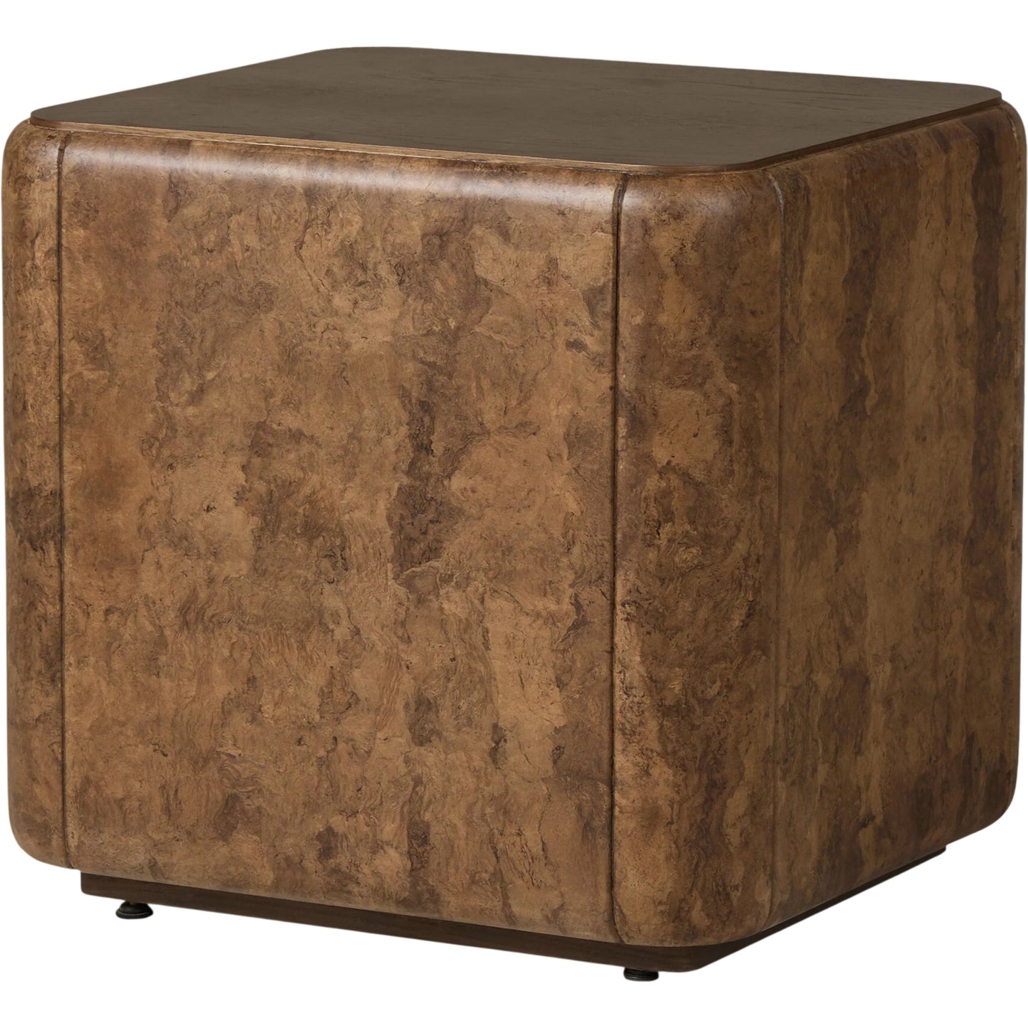 007 SI-2628133 | Primary Silo | Lola End Table by Four Hands in chestnut oak veneer, dark bark paper. Made from thick oak veneer, paper fiber in a unique style.