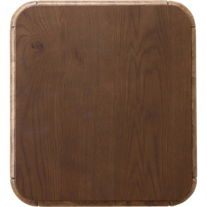 Lola End Table by Four Hands in chestnut oak veneer, dark bark paper. Made from thick oak veneer, paper fiber in a unique style.