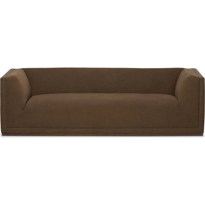 Vince Sofa-94" by Four Hands in crypton nomad mushroom, dark brown. Made from 92% polyester, 8% flax, linen, solid poplar in a unique style.