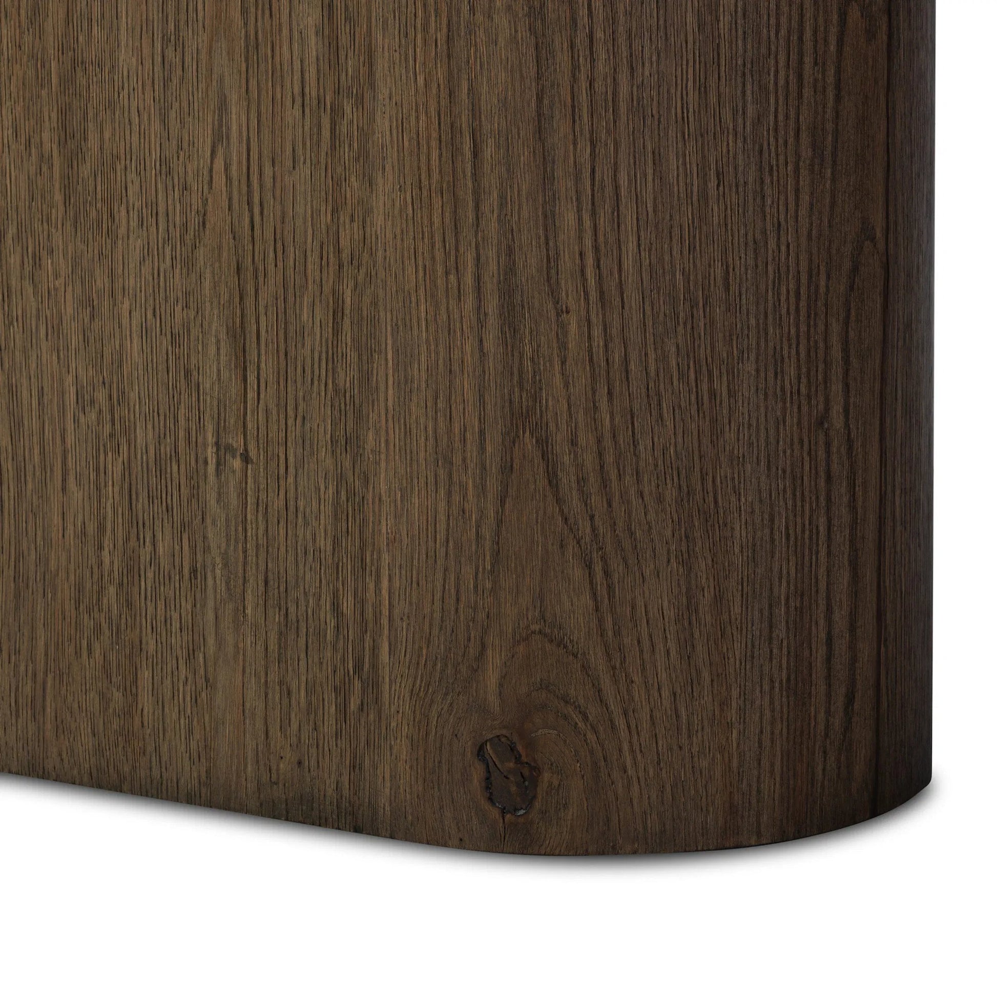 Bevie Console Table by Four Hands in brown oak, brown oak veneer. Made from solid oak, thick oak veneer in a modern style.
