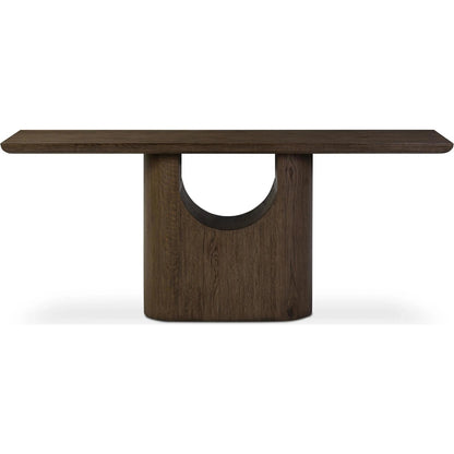 Bevie Console Table by Four Hands in brown oak, brown oak veneer. Made from solid oak, thick oak veneer in a modern style.