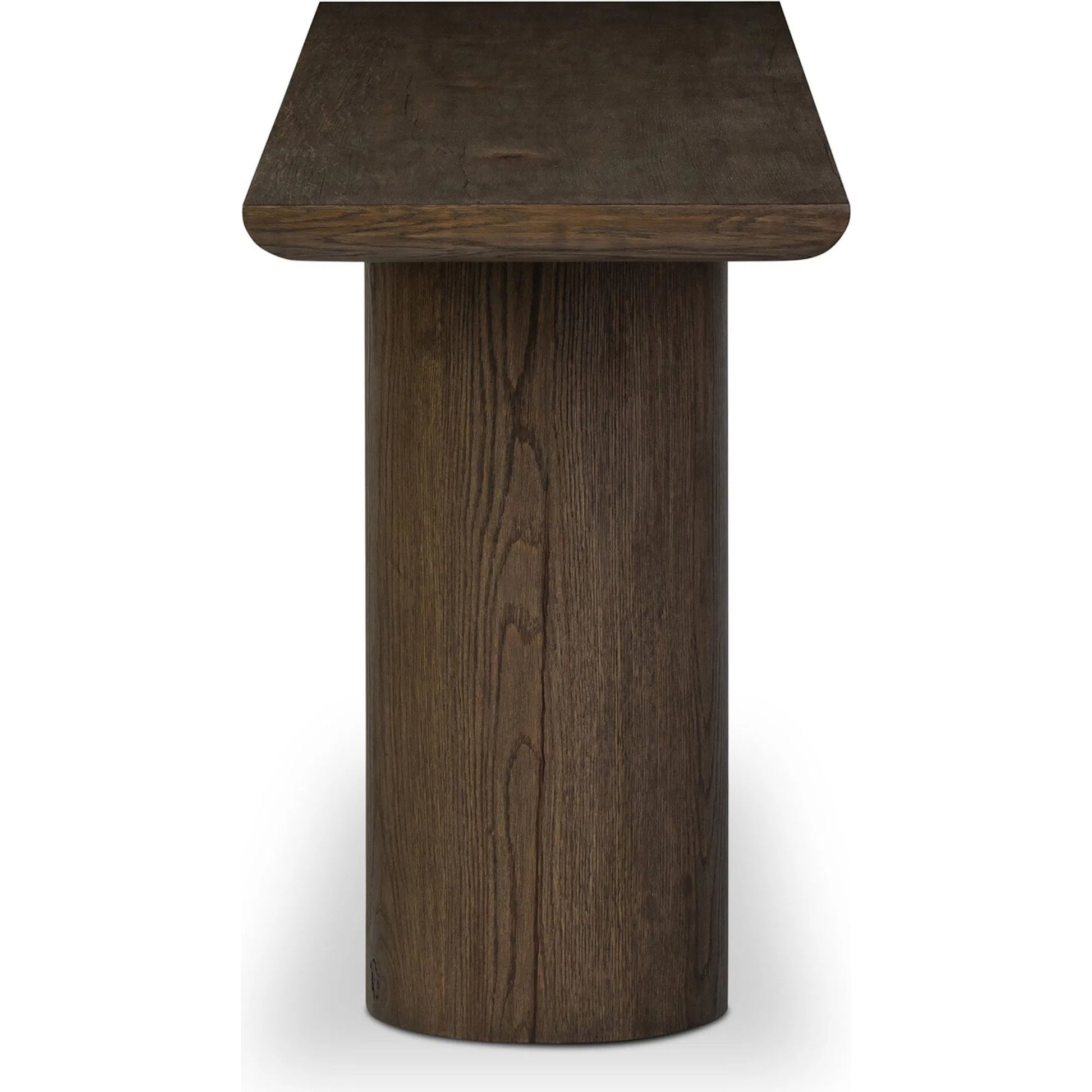 Bevie Console Table by Four Hands in brown oak, brown oak veneer. Made from solid oak, thick oak veneer in a modern style.