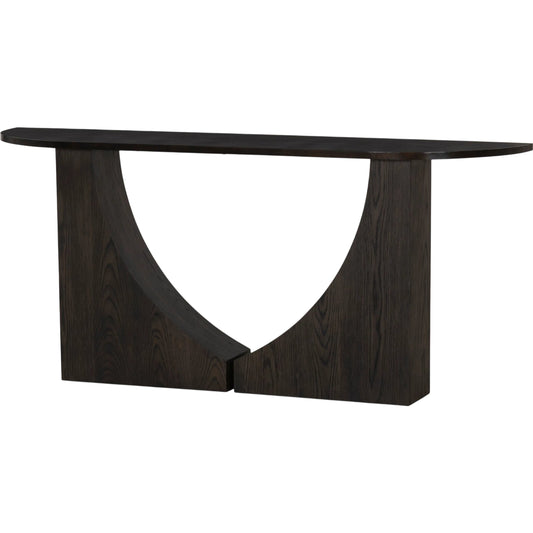 Maly Console Table by Four Hands in coffee iron, espresso oak veneer. Made from iron, oak veneer in a modern style.