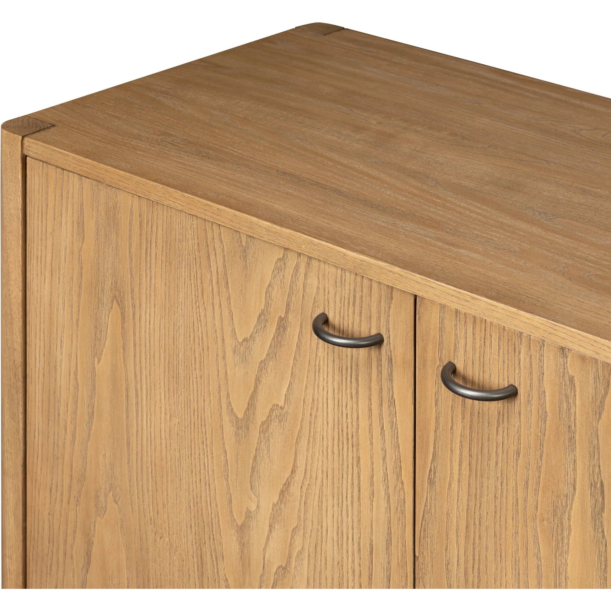 Zuma 6 Door Sideboard by Four Hands in dune ash veneer, natural paper cord. Made from ash veneer, rush, solid ash in a unique style.