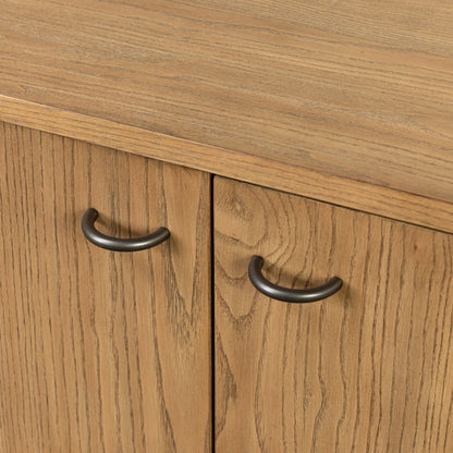 Zuma 6 Door Sideboard by Four Hands in dune ash veneer, natural paper cord. Made from ash veneer, rush, solid ash in a unique style.