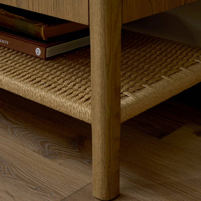 Zuma 6 Door Sideboard by Four Hands in dune ash veneer, natural paper cord. Made from ash veneer, rush, solid ash in a unique style.