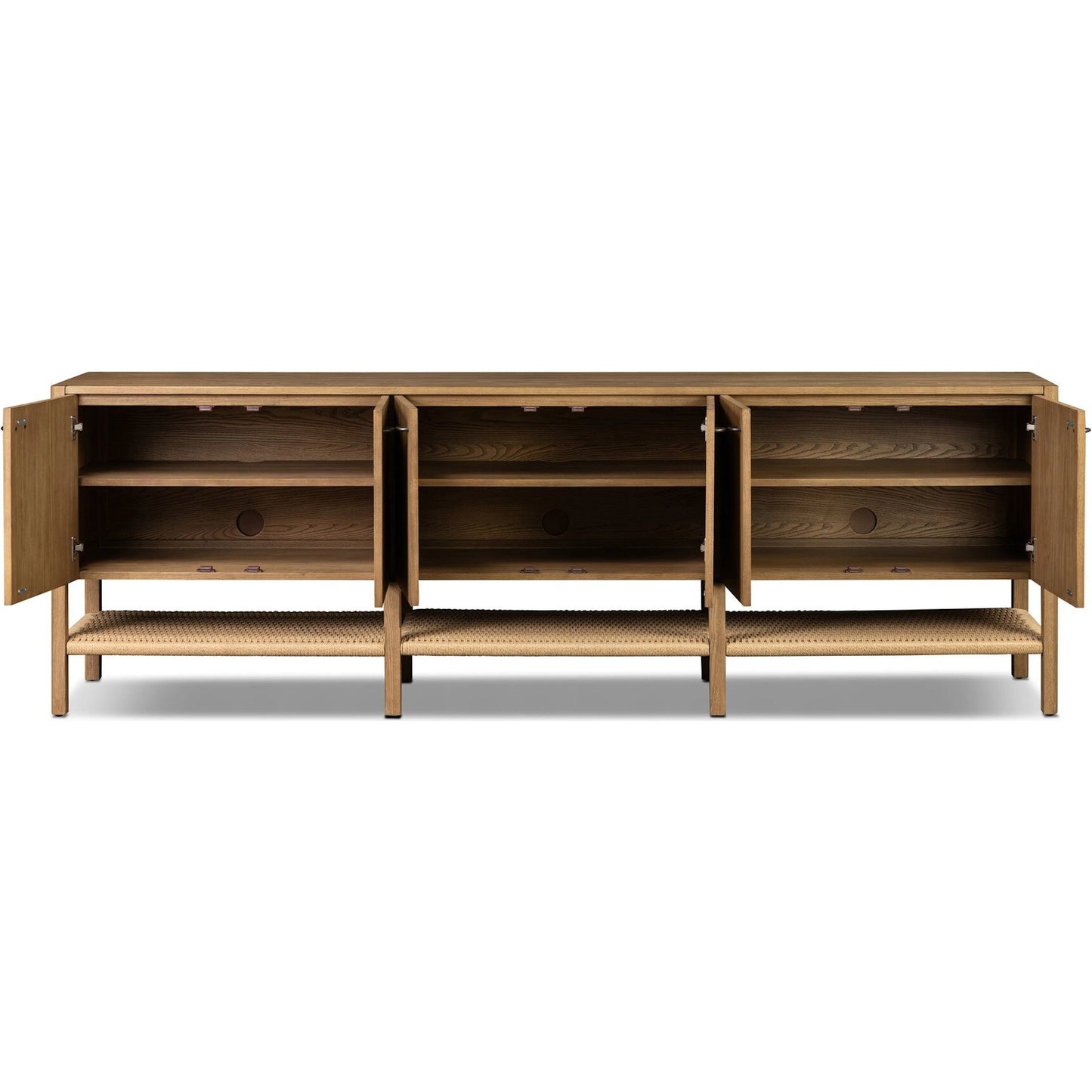 007 SI-2628500 | Additional Silo | Zuma 6 Door Sideboard by Four Hands in dune ash veneer, natural paper cord. Made from ash veneer, rush, solid ash in a unique style.