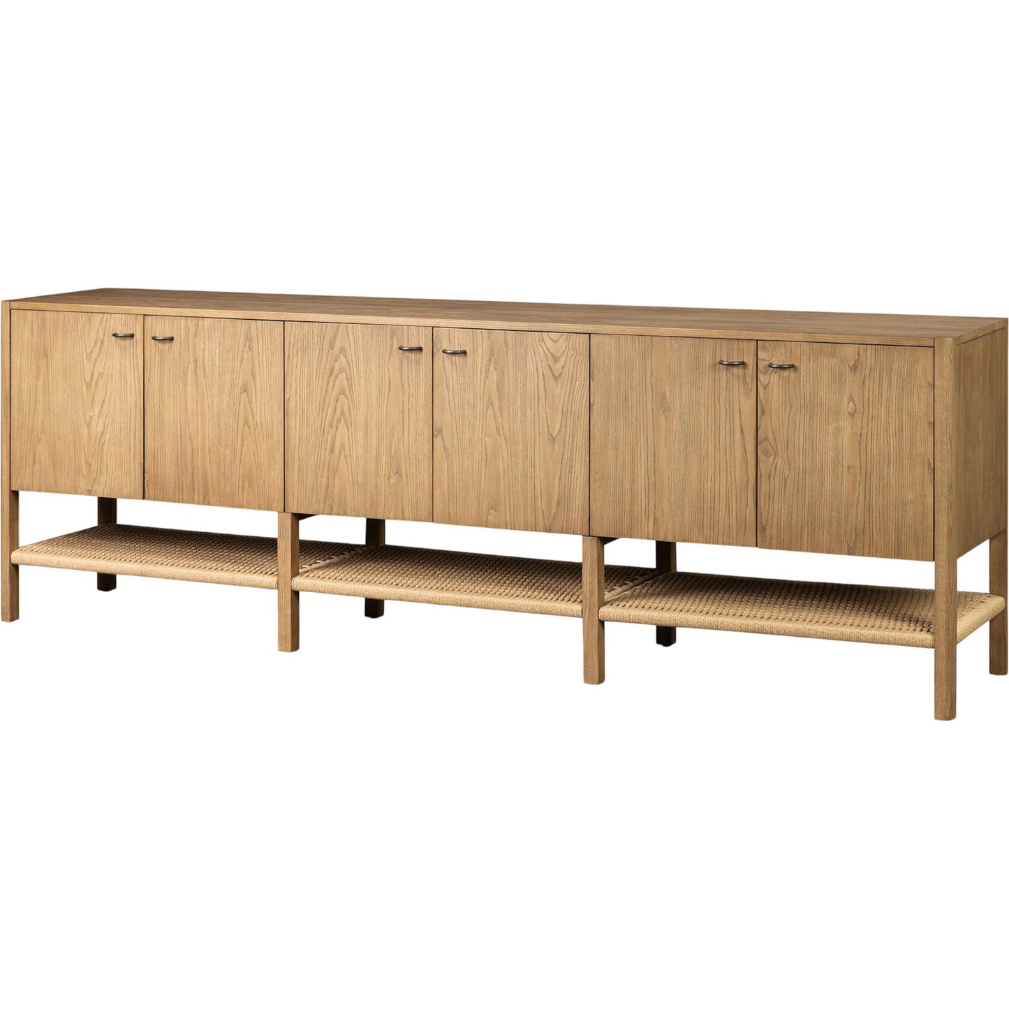 013 SI-2628500 | Primary Silo | Zuma 6 Door Sideboard by Four Hands in dune ash veneer, natural paper cord. Made from ash veneer, rush, solid ash in a unique style.