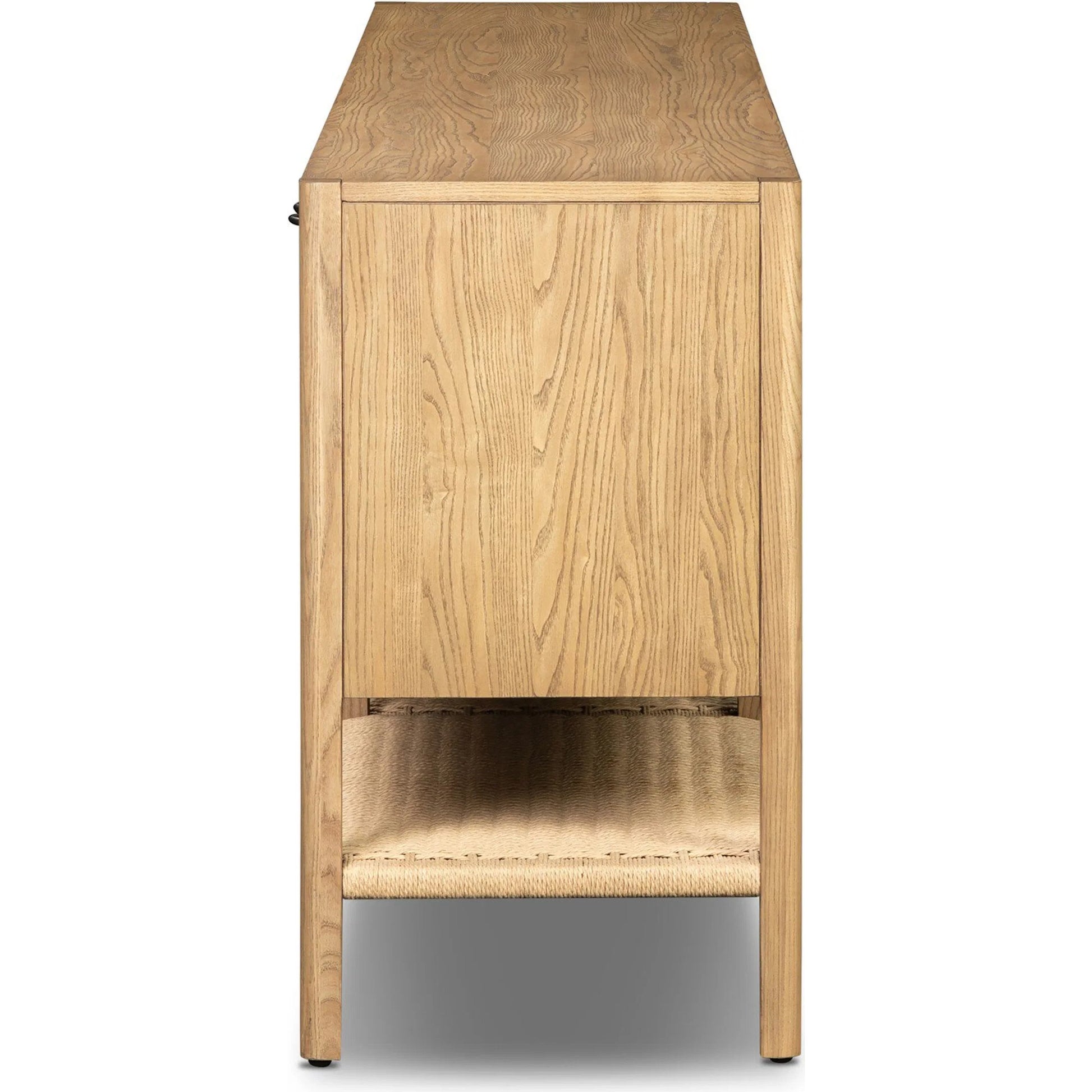 Zuma 6 Door Sideboard by Four Hands in dune ash veneer, natural paper cord. Made from ash veneer, rush, solid ash in a unique style.